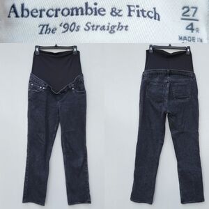 A&F MATERNITY ABERCROMBIE FITCH 90s STRAIGHT LEG GRAY BLACK DENIM JEANS 4 27